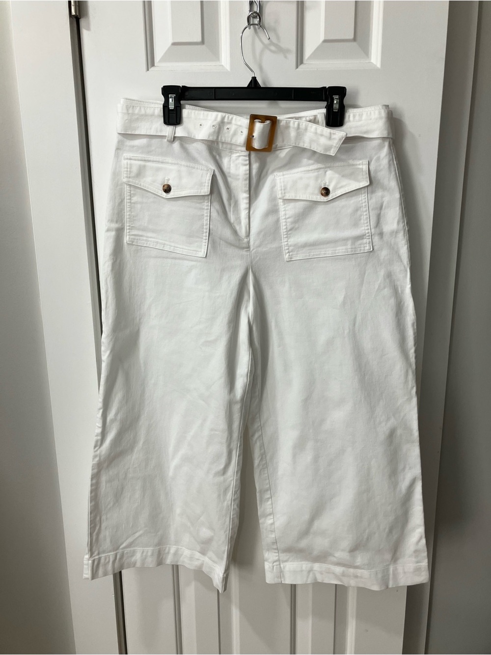 LOFT White Belted Cargo Pocket Bermuda Shorts